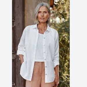 J.jill Everyday Linen Button-Front Shirt White Size